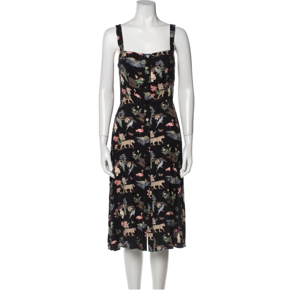Never worn, Reformation black animal print Virgil dress; boho chic